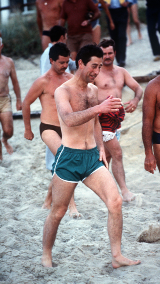 Prince Charles swimming at Cottesloe Beach in Perth, Australia April 1983