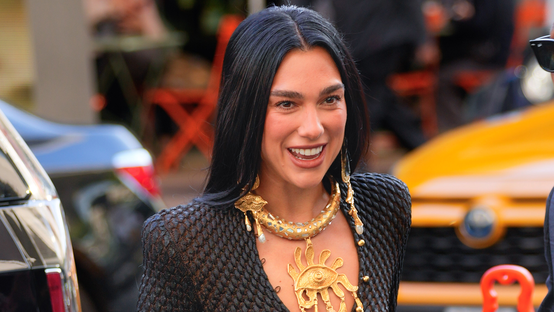 Dua Lipa was spotted in NYC wearing a peek-a-boo bra and sheer shoes