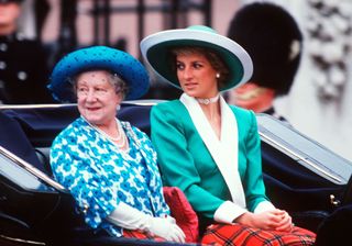 Princess Diana wears a green outfit to Trooping The Colour in 1988.