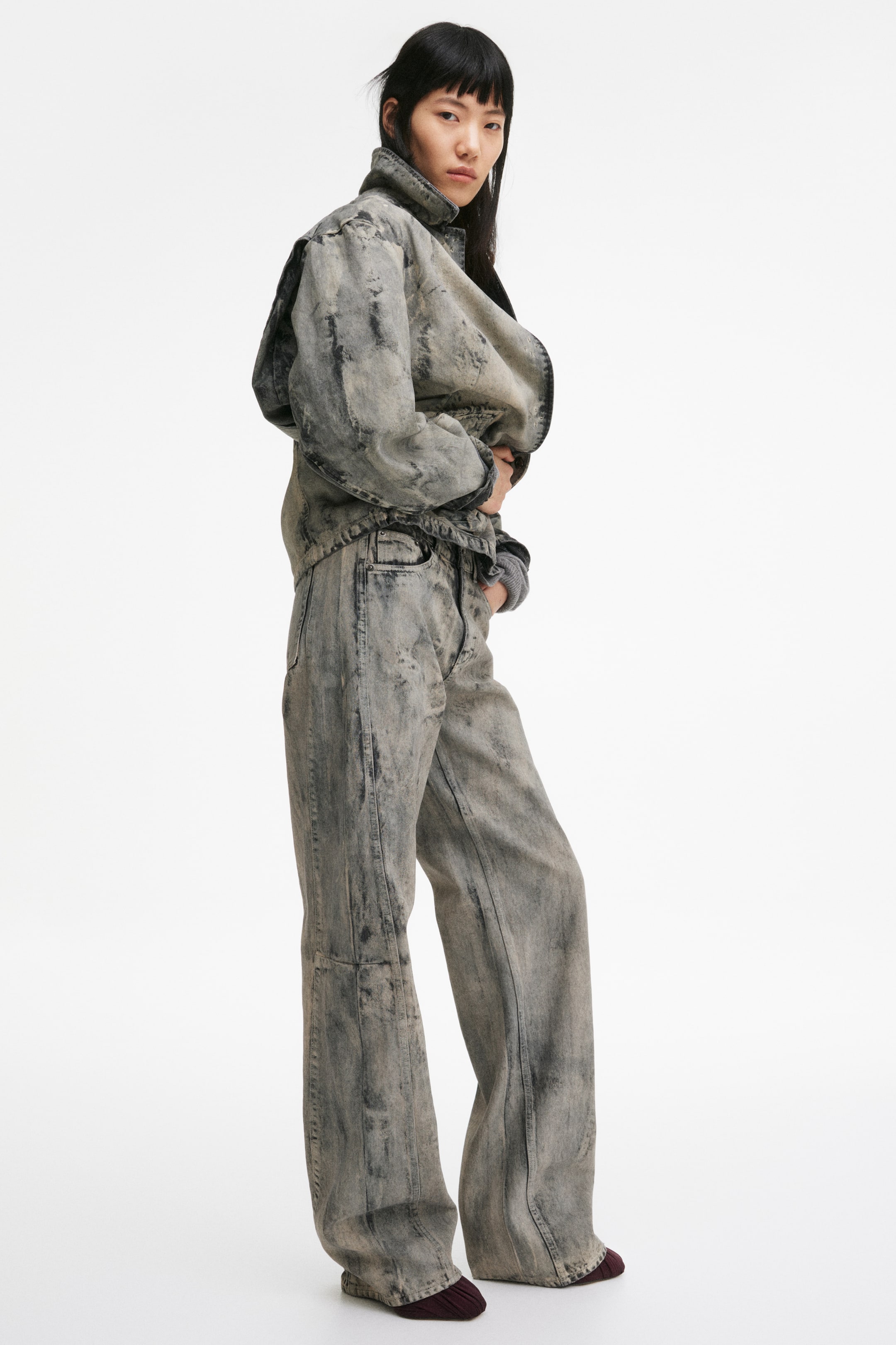 Painted-Look Jeans - Grey