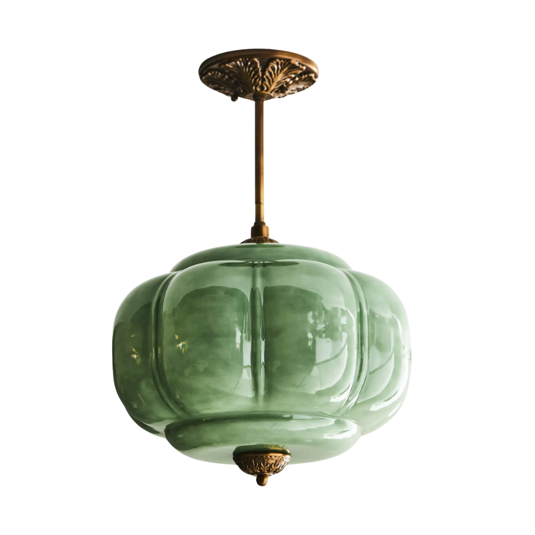 The Eloise Scallop Milk Glass Semi-Flush Mount Ceiling Light