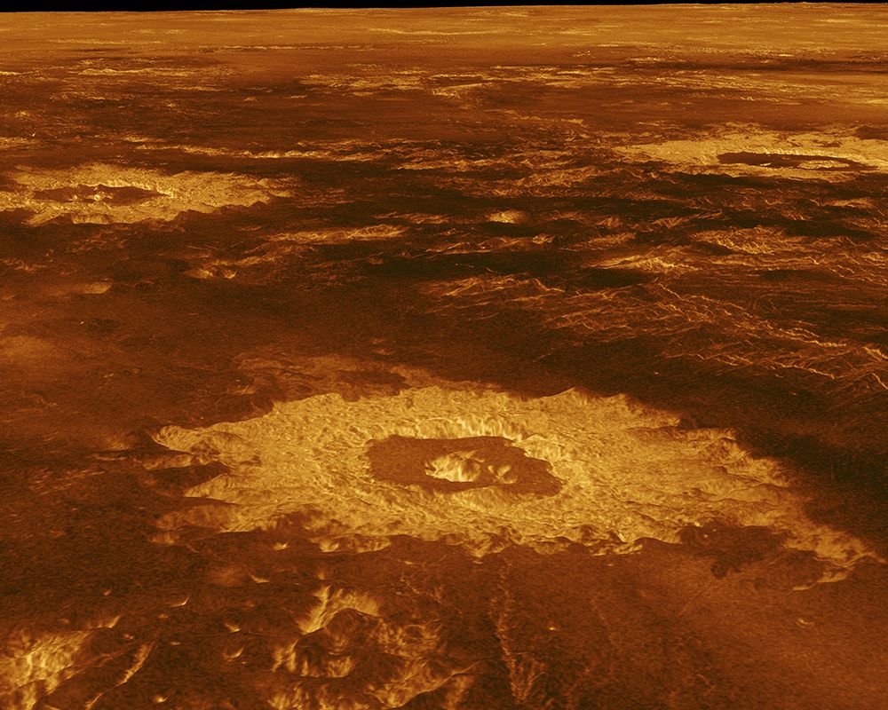 An image of craters on the surface of Venus produced by NASA&#039;s Magellan mission, which ended in 1994.