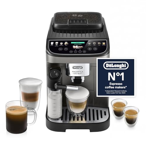 De'longhi Magnifica Evo Next Ecam312.80.tb, Automatic Coffee Machine With Automatic Milk Frother, Bean to Cup Coffee and Cappuccino Machine With Intuitive Touch Display, Black/titanium