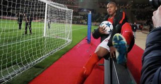 Kylian Mbappe of AS Monaco celebrates is victory after the UEFA Champions League Quarter Final second leg between AS Monaco and Borussia Dortmund at Stade Louis II on April 19, 2017 in Monaco, Monaco.