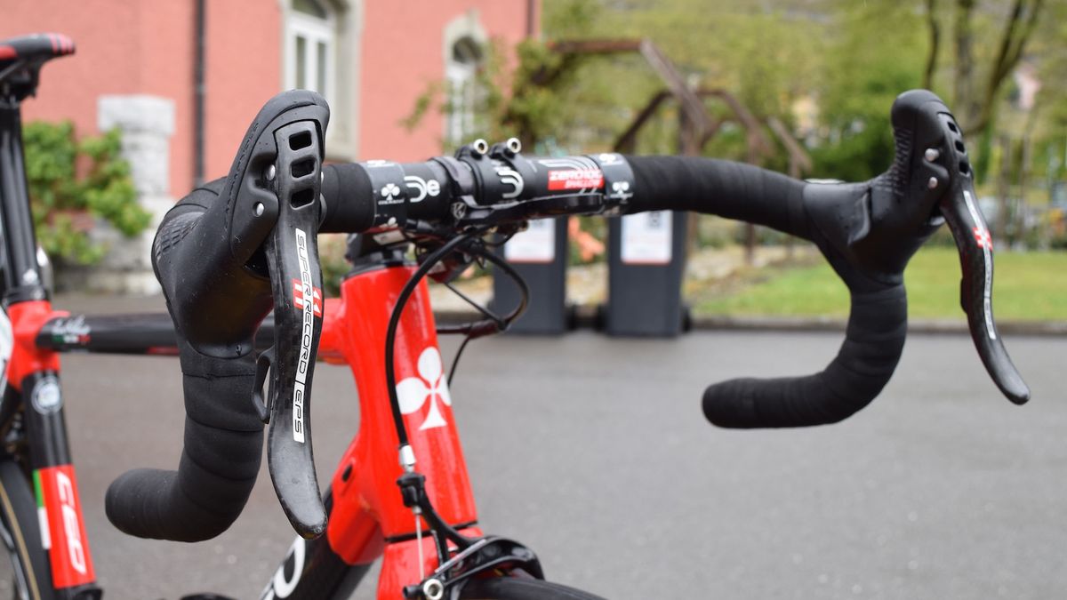 The Italian frame is paired with a full Campagnolo electronic groupset and wheels