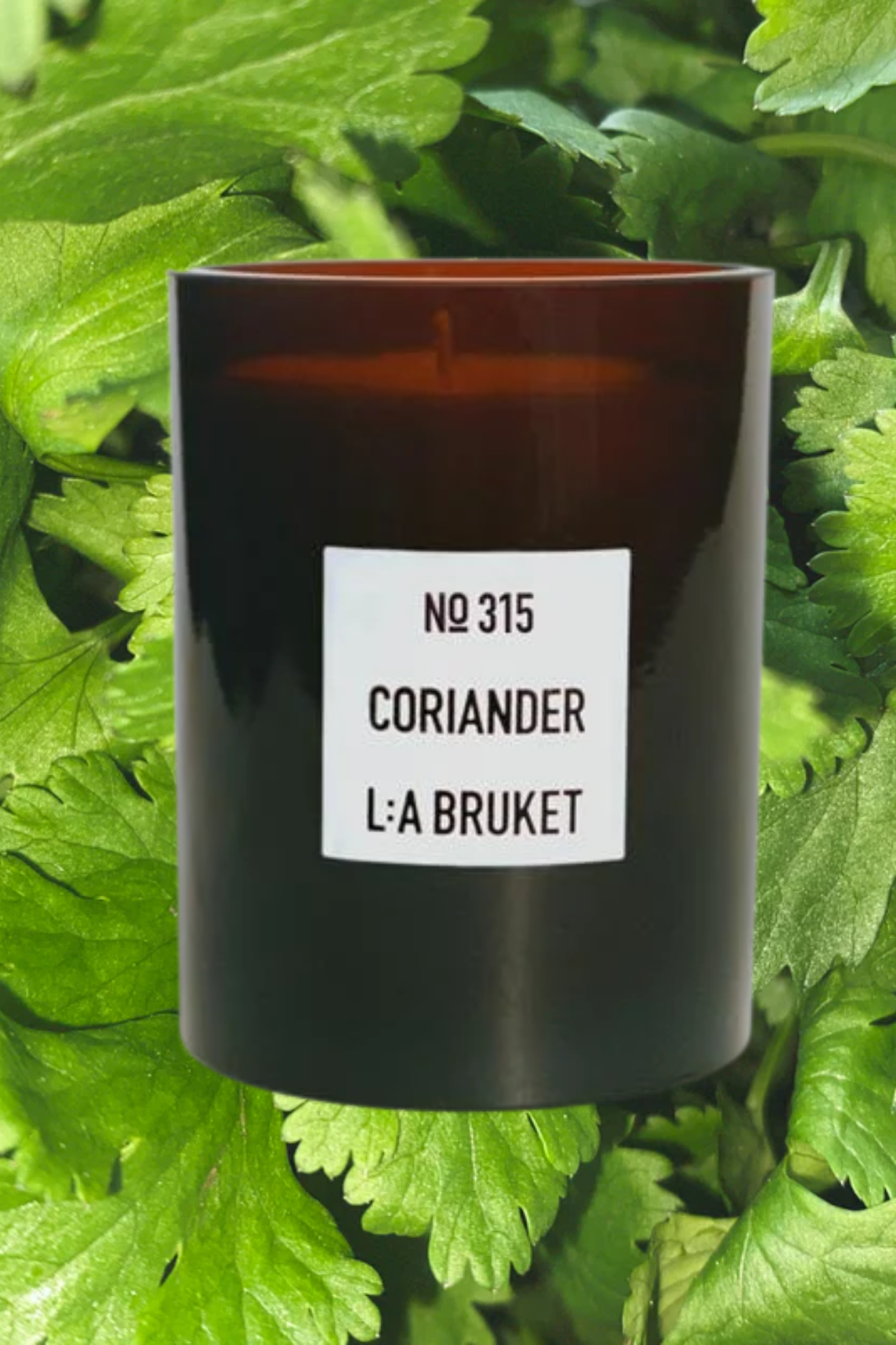 A coriander-scented candle