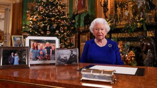 Queen Elizabeth II posing for a photograph after she recorded her annual Christmas Day message in 2019