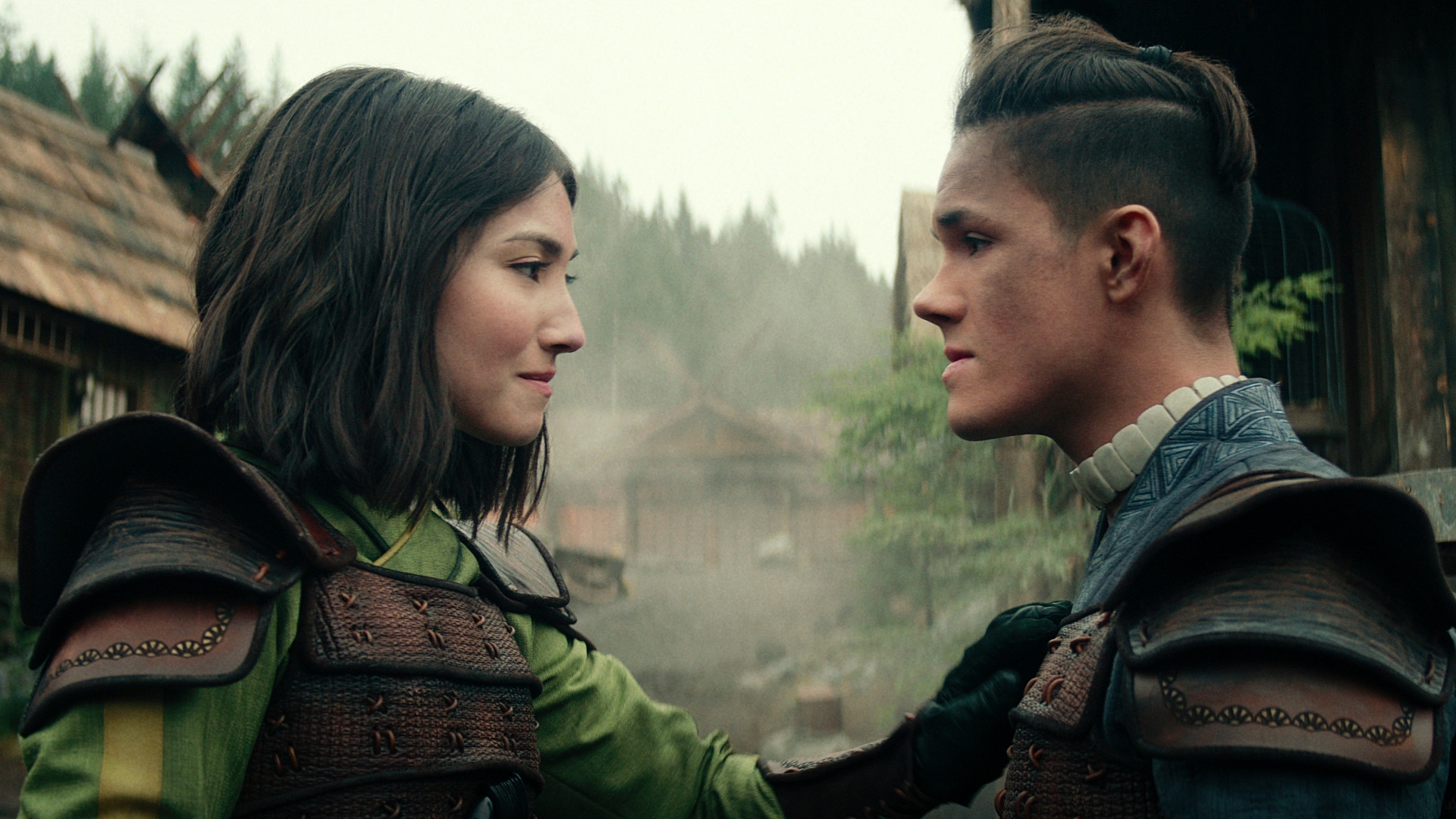 Avatar: The Last Airbender Suki and Sokka stare at each other