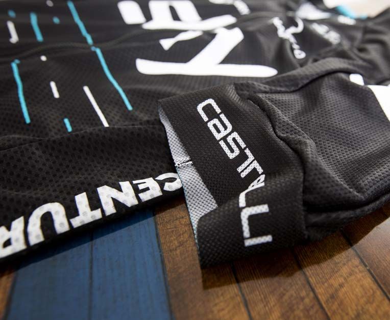The Castelli name is prominent on the jersey