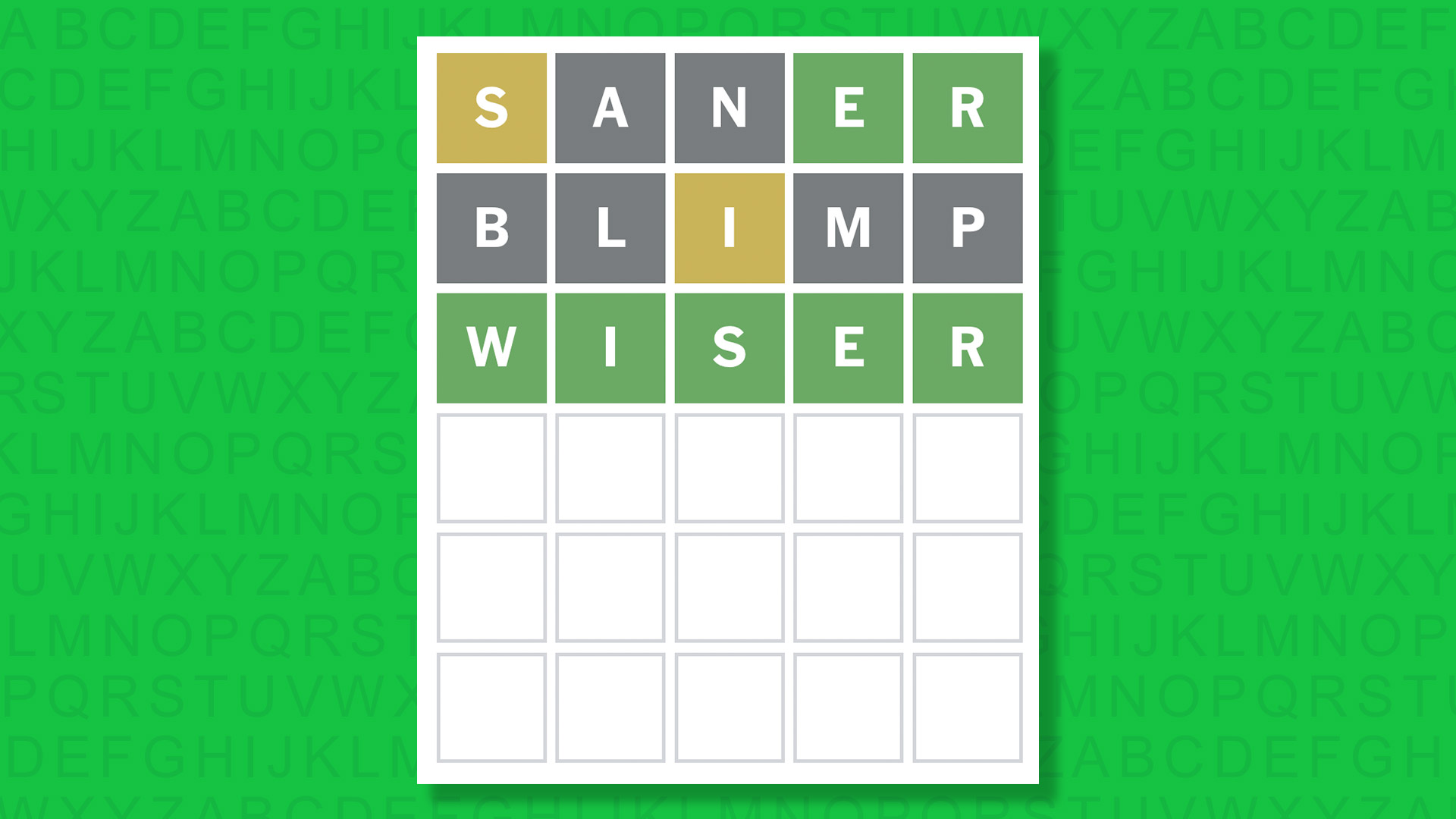 NYT Wordle answer for game 1740 on a green background