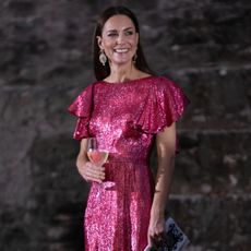 Kate Middleton wears a sparkly dress from the vampire's wife while on a royal visit of belize in 2022