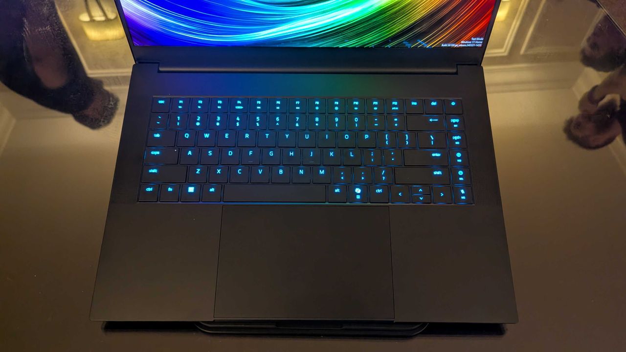 A close-up of the Razer Blade 16 (2025)'s keyboard.