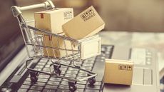 A tiny shopping cart.