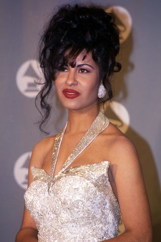 Selena in the press room at the 1994 Grammy Awards in New York City, New York