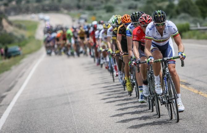 Tomas Vaitkus (Orica GreenEdge) comes to the front to start to take some time out of the break.