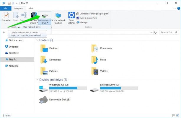 how to map a network drive in windows 10