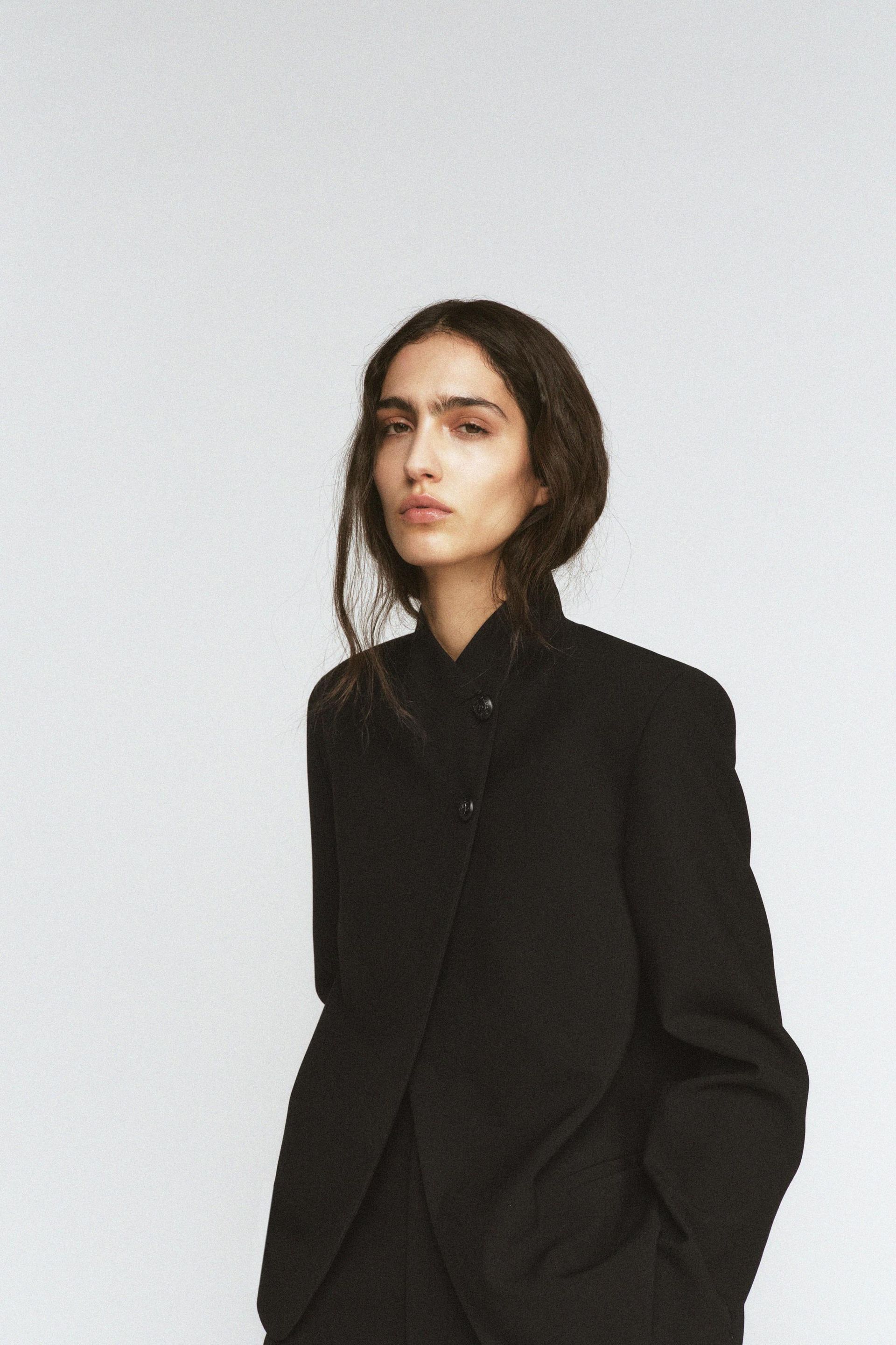 High Collar Buttoned Blazer Zw Collection
