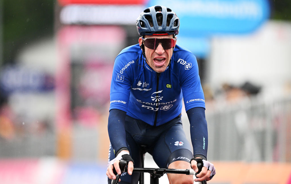 CASSANO MAGNAGO ITALY MAY 20 Bruno Armirail of France and Team Groupama FDJ crosses the finish line during the 106th Giro dItalia 2023 Stage 14 a 194km stage from Sierre to Cassano Magnago UCIWT on May 20 2023 in Cassano Magnago Italy Photo by Stuart FranklinGetty Images