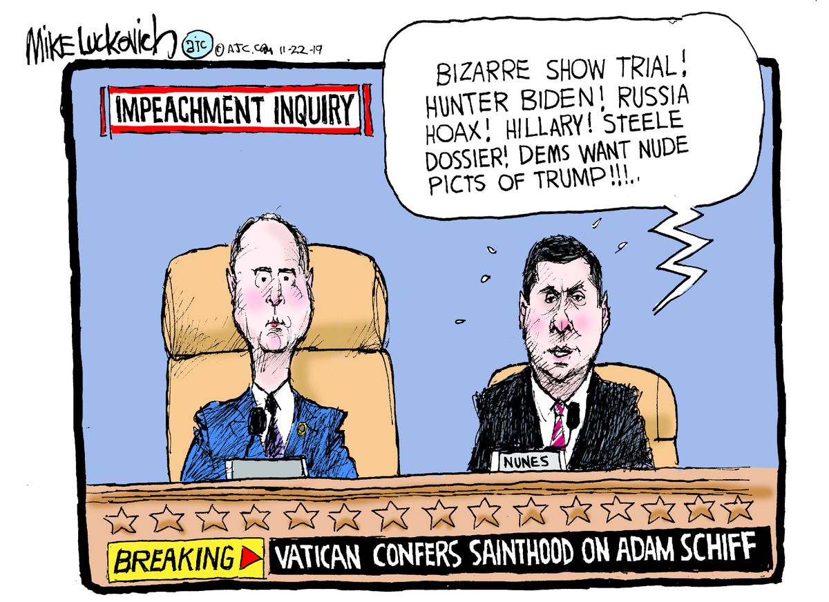 Political Cartoon U.S. Adam Schiff Sainthood | The Week