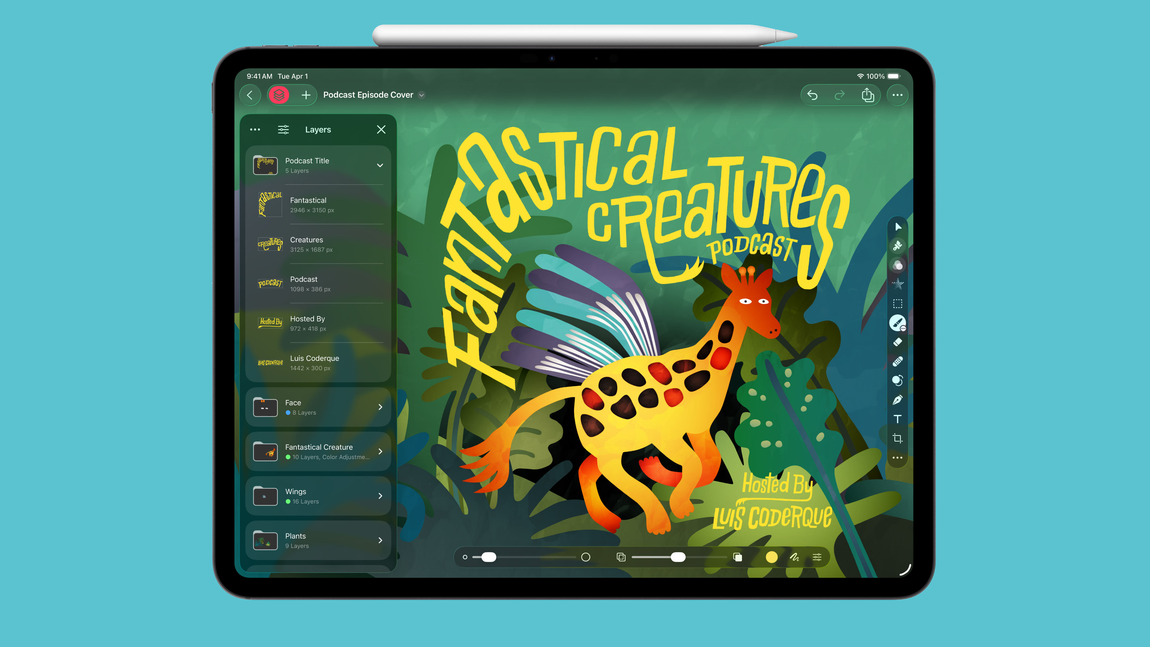The Pixelmator Pro app on an iPad