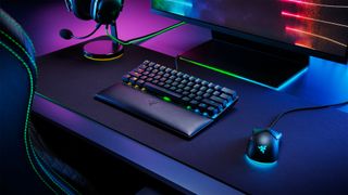 Razer's plush wrist rest installed on one of its gaming keyboards
