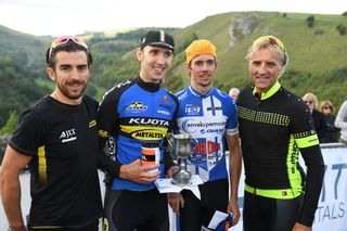 Men's podium with Malcolm Elliott (right), Monsal Hill-Climb 2016