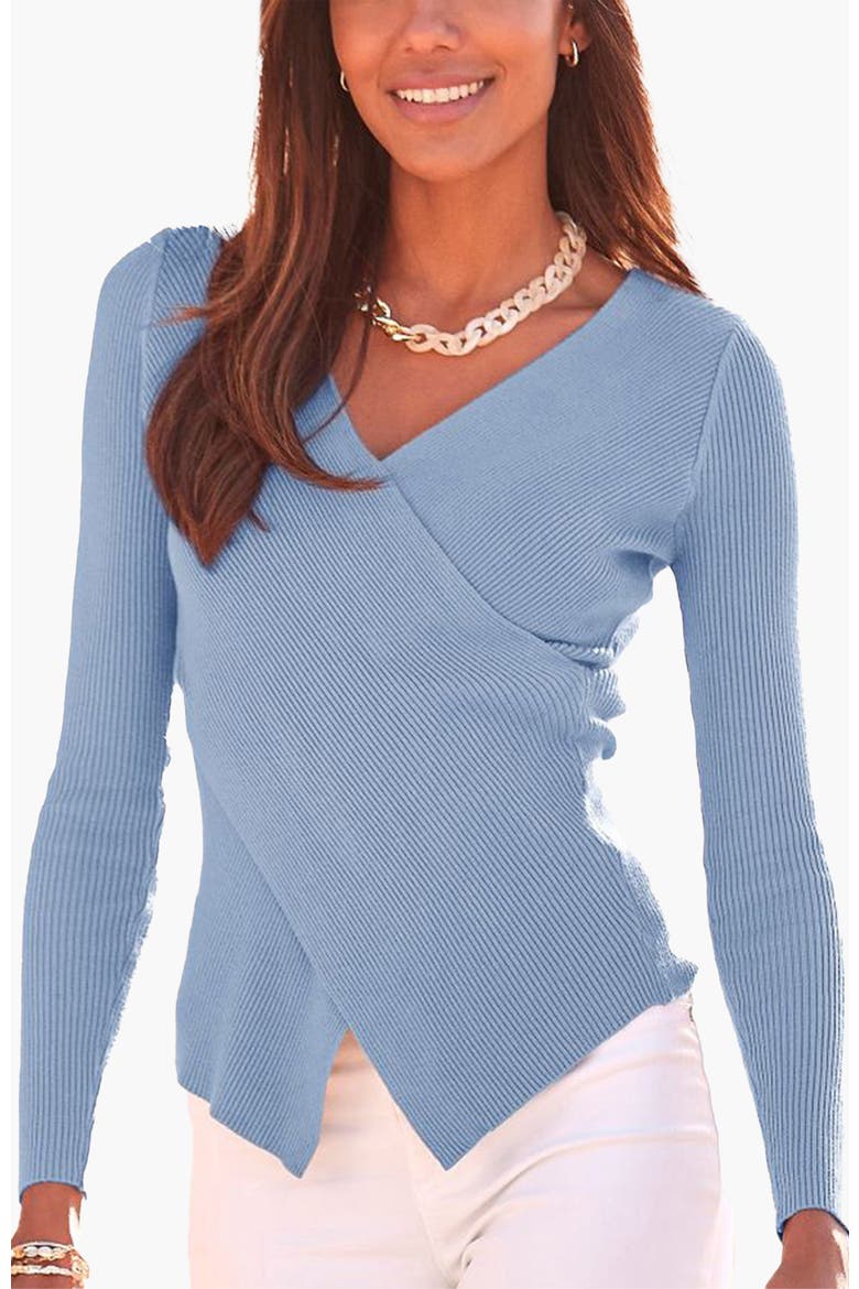 Overlapping V-Neck Sweater
