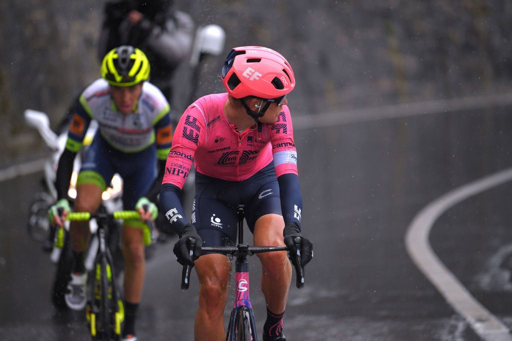 THYON 2000 LES COLLONS SWITZERLAND MAY 01 Magnus Cort Nielsen of Denmark and Team EF Education Nippo Simone Petilli of Italy and Team Intermarch Wanty Gobert Matriaux in the Breakaway during the 74th Tour De Romandie 2021 Stage 4 a 1613km stage from Sion to Thyon 2000 Les Collons 2076m TDR2021 TDRnonstop UCIworldtour on May 01 2021 in Thyon 2000 Les Collons Switzerland Photo by Luc ClaessenGetty Images