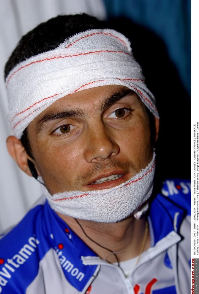Richard Virenque after a fall in Paris-Nice