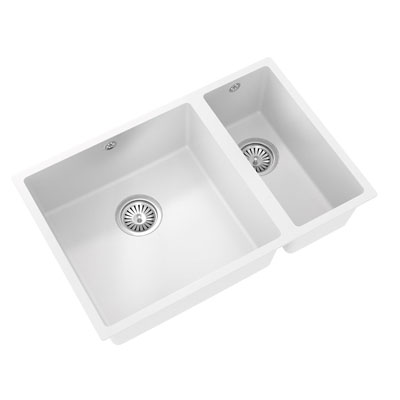 white double undermounted sink