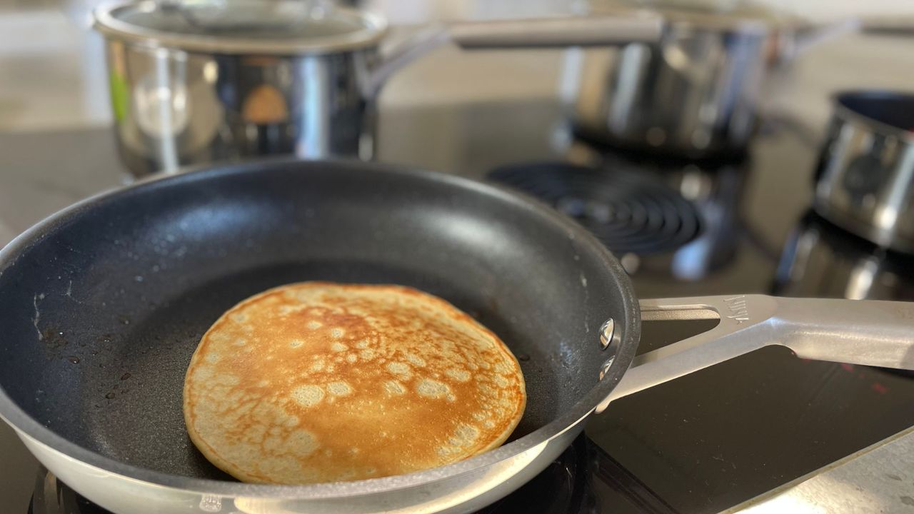 Making a large pancake in the Ninja NeverStick Pan Set