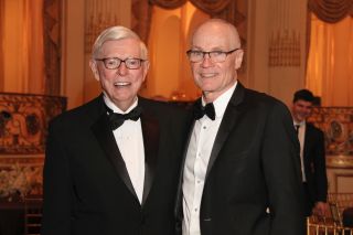 Richard Wiley and Jack Abernethy are saluted at Golden Mike Award dinner