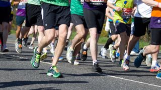 Marathon runners on a road