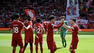 Liverpool FC players celebrating at Anfield