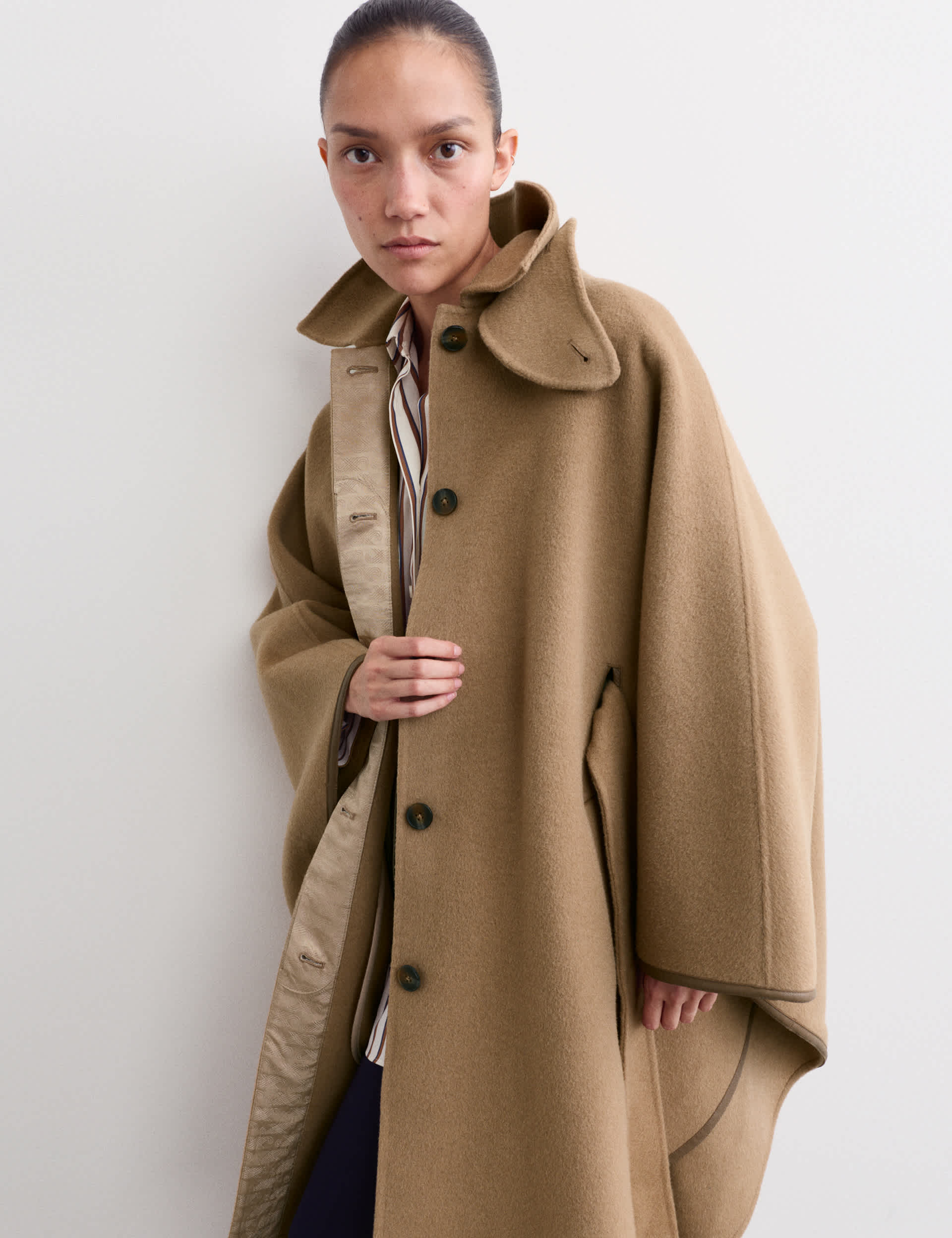 Double Faced Pure Wool Cape Coat