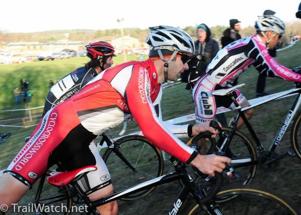 Riders dismount for the run-up that Powers rode each time