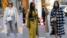 composite of three street style images of women wearing the best designer crossbody bags for 2023
