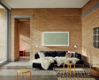 Spartan living space at house in Marfa