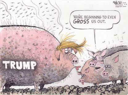 Political cartoon U.S. Donald Trump GOP pigs