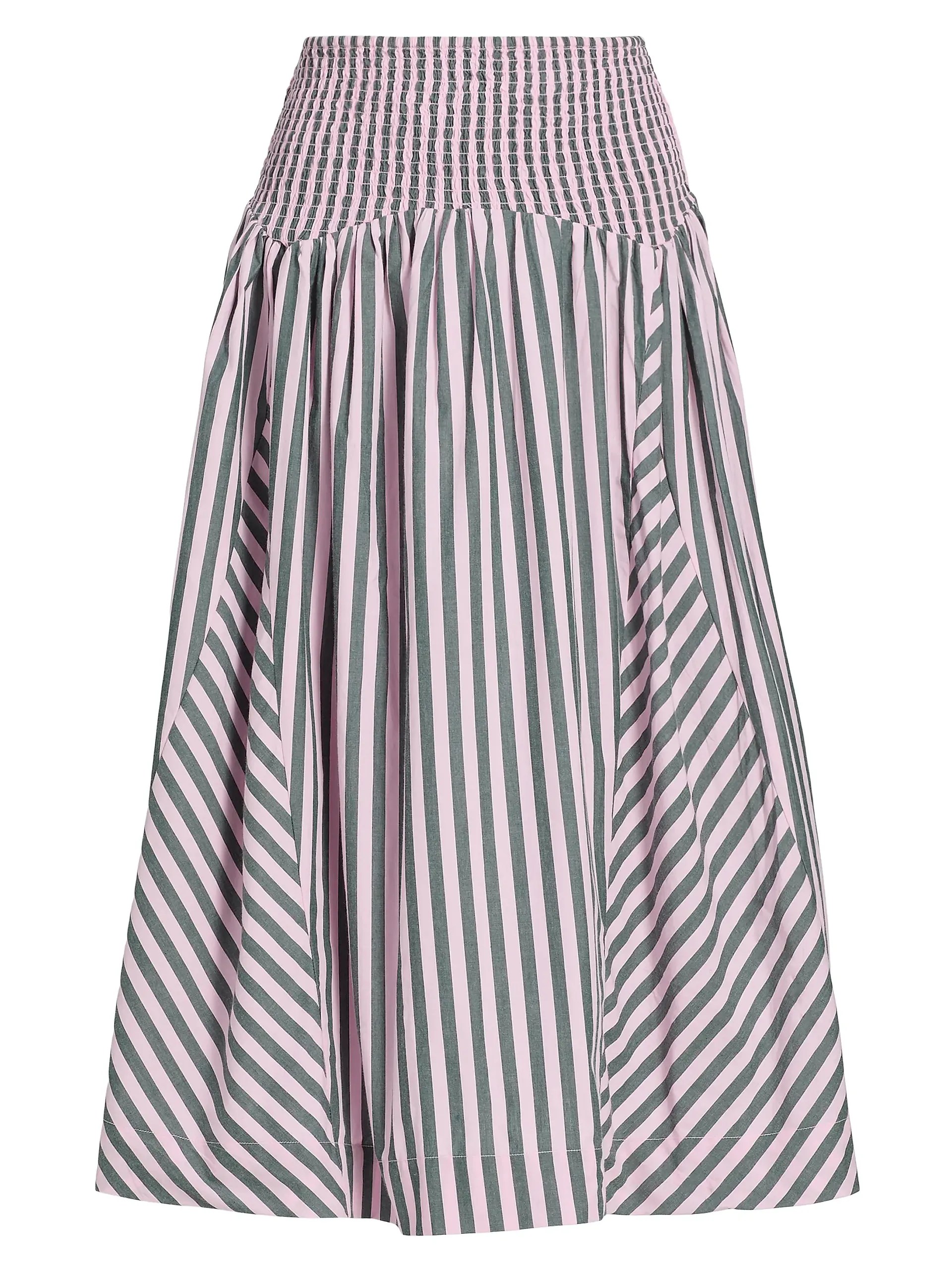 Layla Striped Cotton A-Line Midi-Skirt
