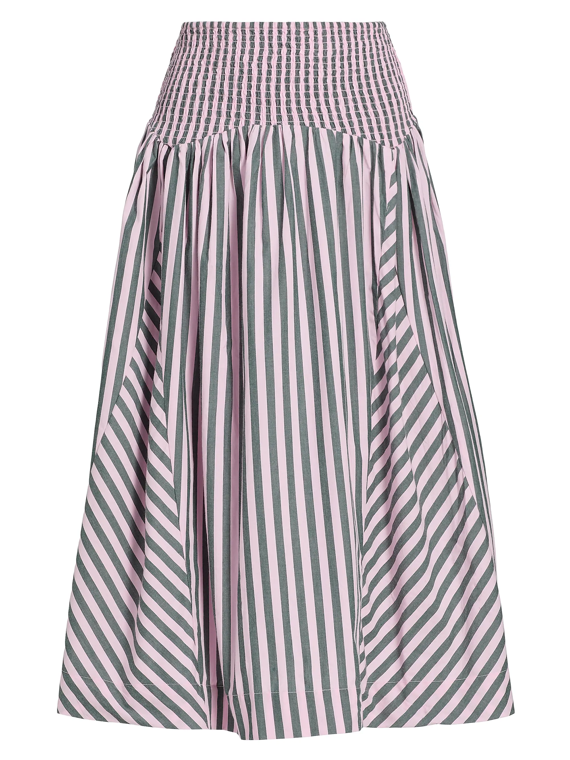 Layla Striped Cotton A-Line Midi-Skirt