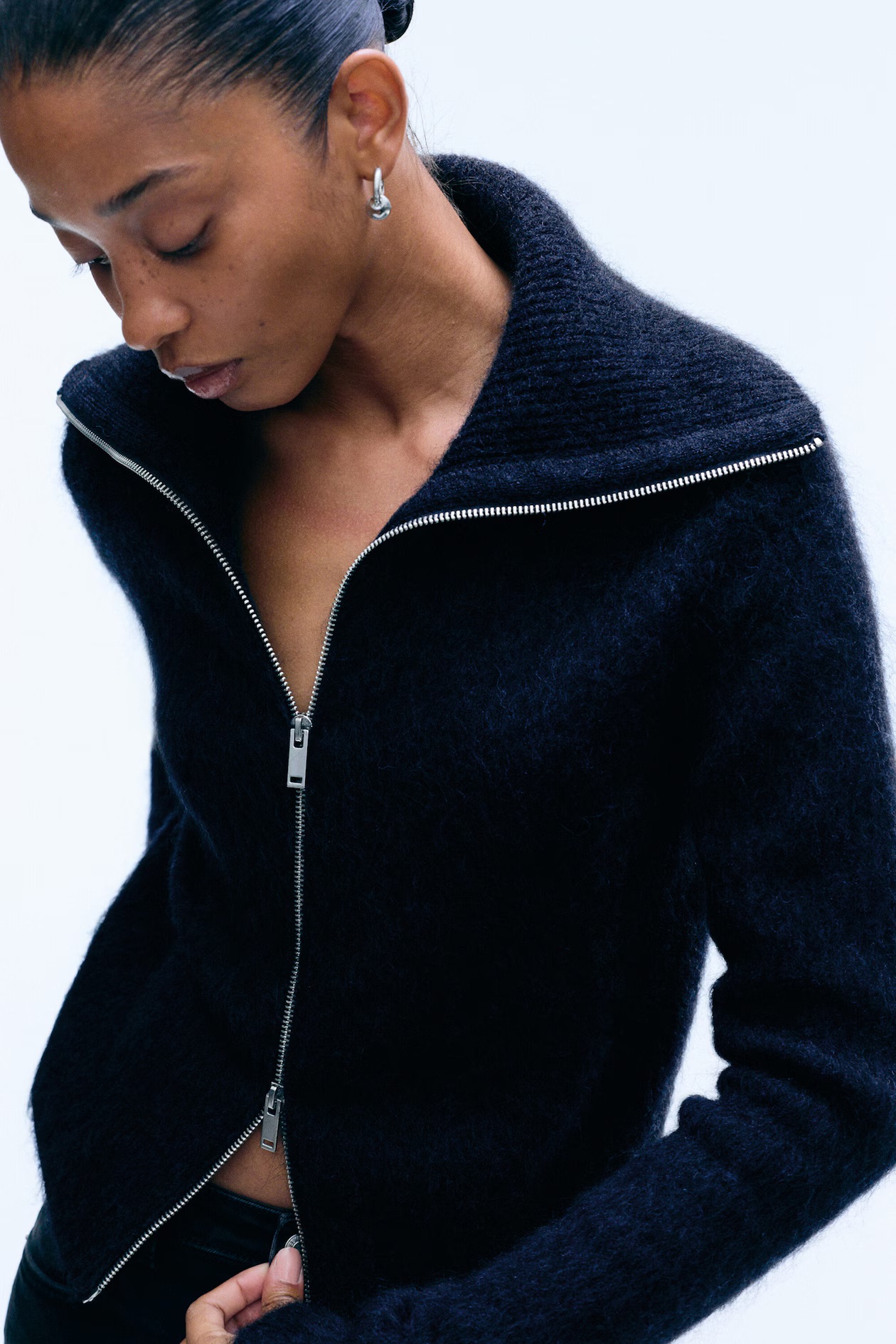 Weekday, Mohair Blend Zip Cardigan