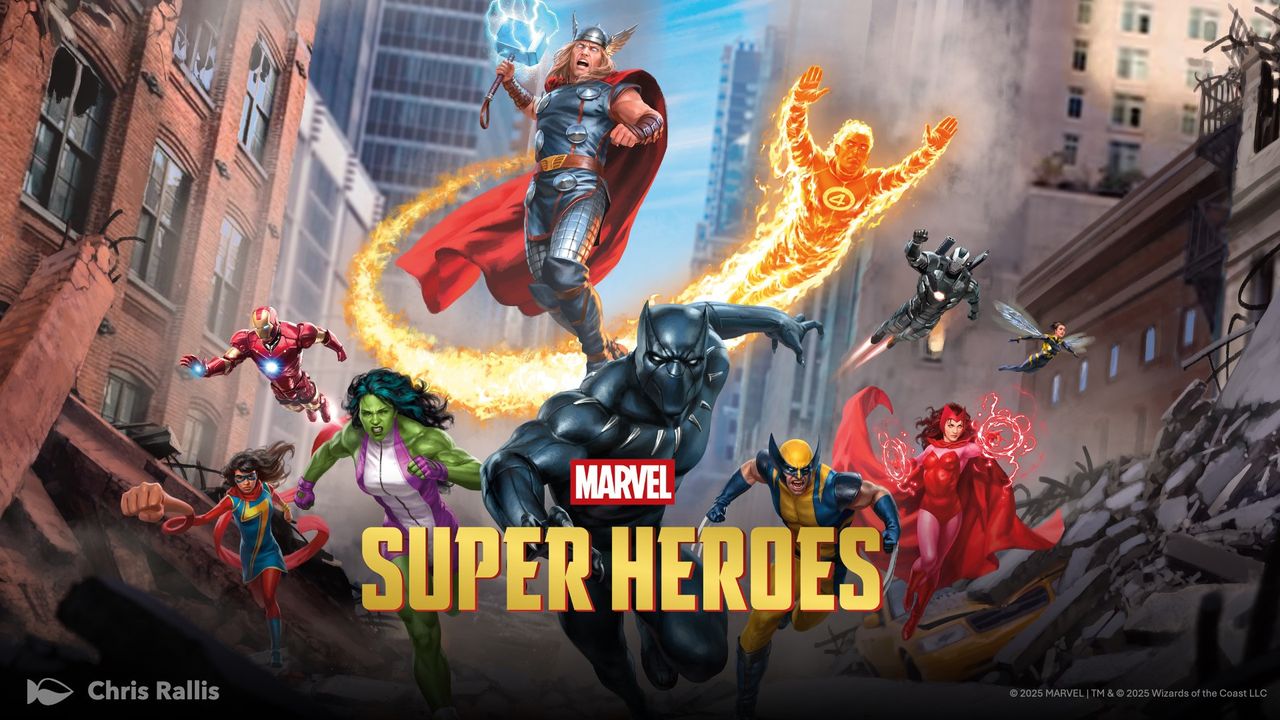 MTG Marvel Super Heroes artwork featuring The Avengers in New York