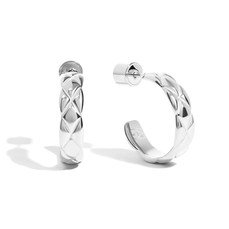 silver quilted hoop earrings, Abbott Lyon