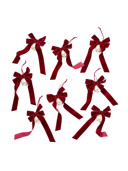 Bow & Bauble Tree Ornaments, Set of 8