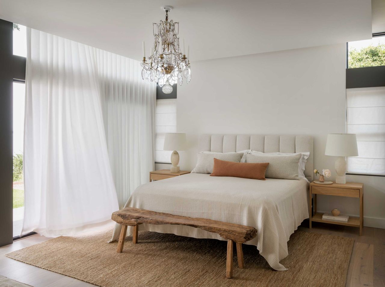 a modern cream bedroom