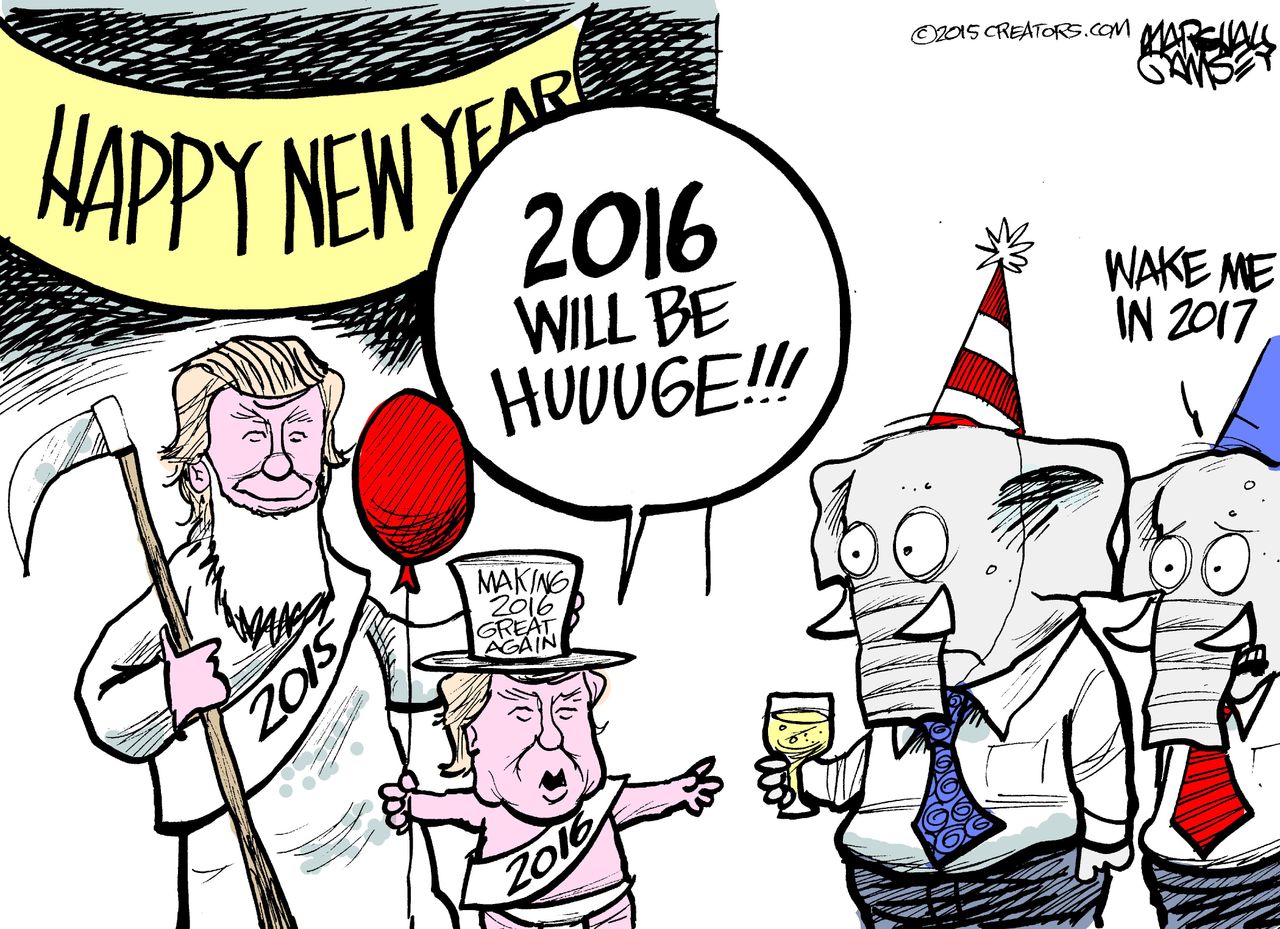 Political cartoon U.S. Donald Trump New Year