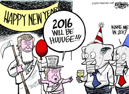 Political cartoon U.S. Donald Trump New Year