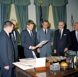 In 1961, President John F. Kennedy signed an amendment to the Space Act, naming Vice President Lyndon Johnson the head of the National Aeronautics and Space Council.
