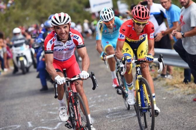 Joaquim Rodr&iacute;guez (Katusha) is followed by Alberto Contador (Tinkoff-Saxo)